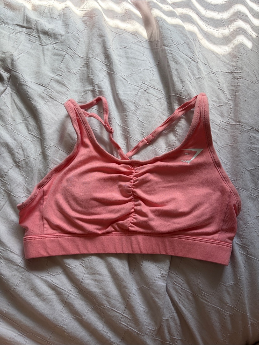 Gymshark Pink Ruched Cross-Back Sports Bra